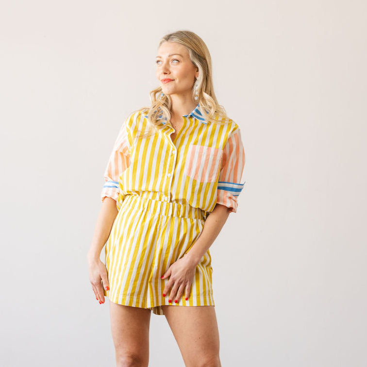 Daydreamer Color Burst Bermuda Button Down